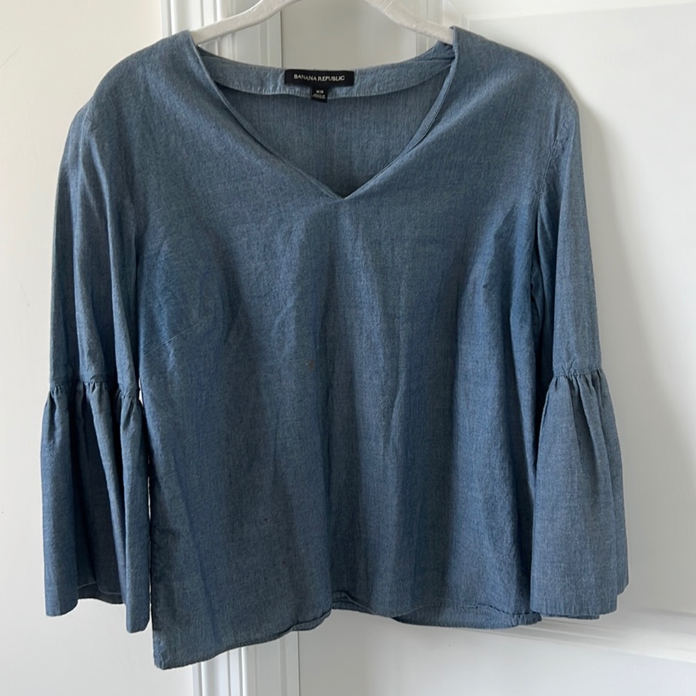 denim peplum sleeve top